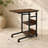 Brown Particleboard C-Shaped Rolling Coffee Table(31.82" x 15.91" x 32.57"), Adjustable Height with Brake Casters for Living Room