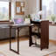 Bureau pliant en bambou avec rangement caché et prise intégrée, idéal pour les petits espaces et le bureau à domicile