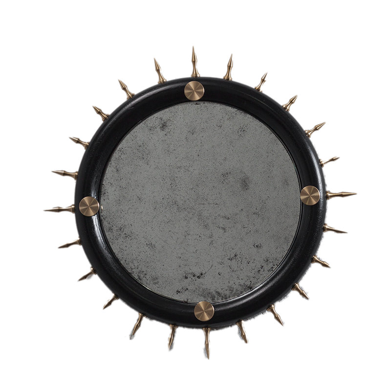 Sitiera Round Solid Wood Mirror, Gold