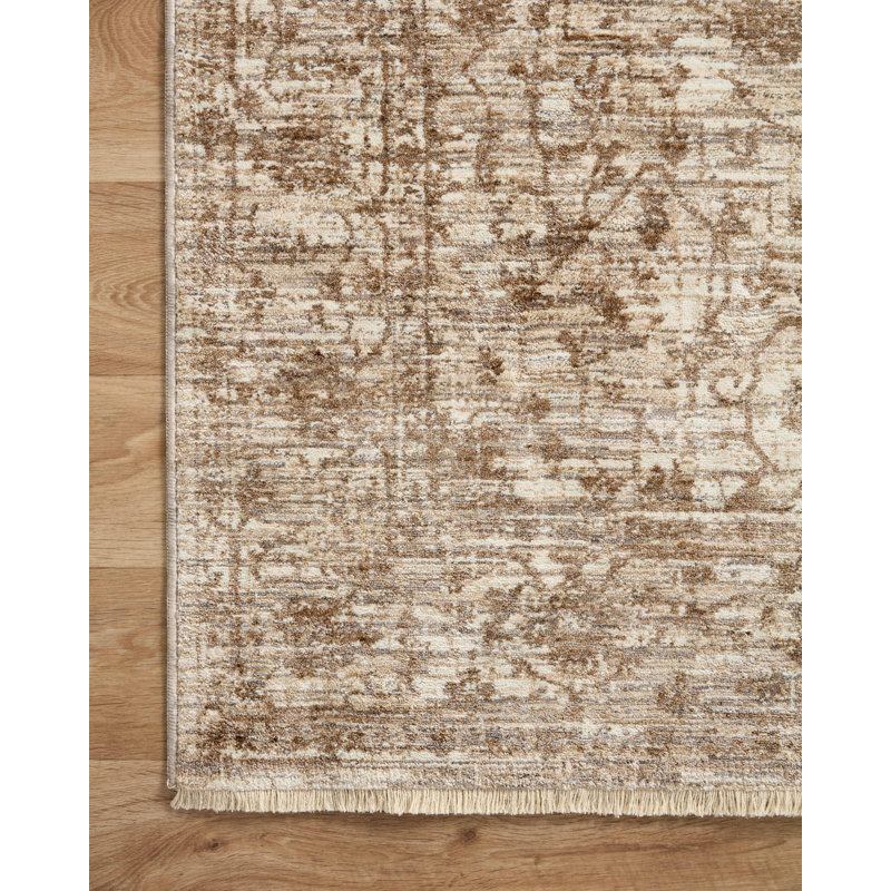 Sorrento Oriental Machine Made Polyester Area Rug in Bark/Natural, Rectangle 7'10" x 10'2"
