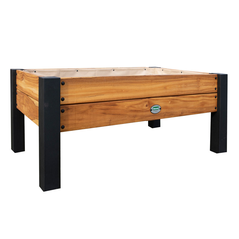 6 Cubic Foot Teak Raised Planter with Steel Legs