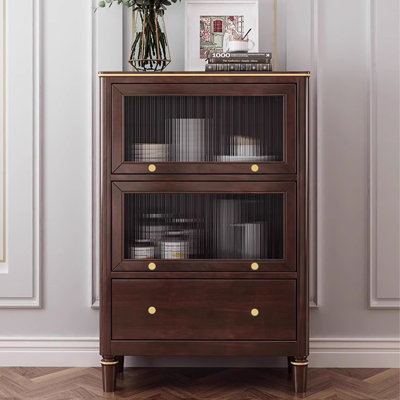 Nut-brown Solid Wood+Glass Sideboardze