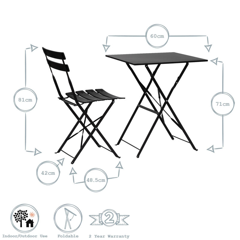 2 - Person Patio Dining Set with Square Table, White