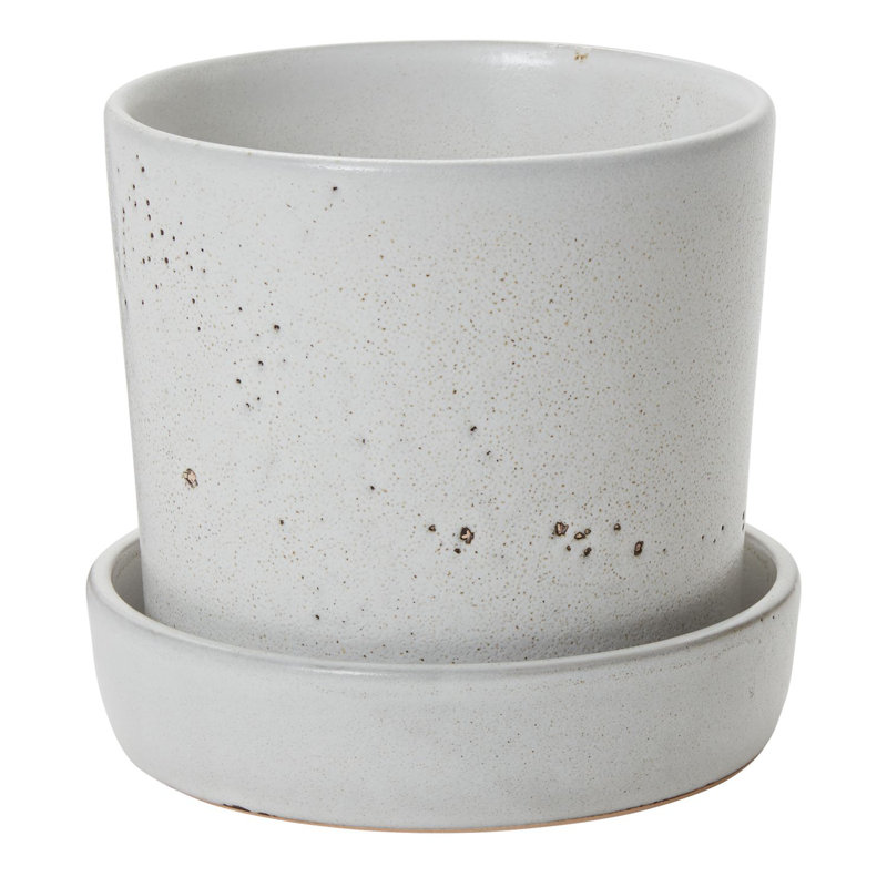 Pot à fleurs en céramique Zandra, Blanc cassé, H 6,5 po x l 6,75 po x P 6,75 po