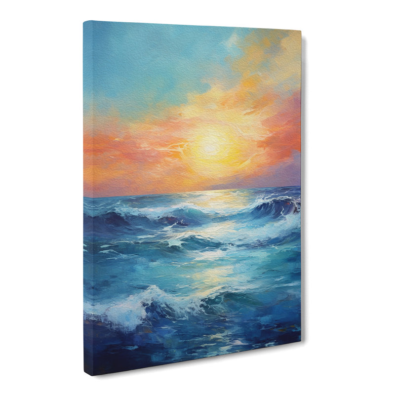 Seascape Gestural Art No.2 - Wrapped Canvas, 60cm H x 40cm W x 3cm D