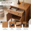Table de chevet en bois de style champêtre avec station de recharge, tiroir et armoire de rangement à double porte, table d'appoint avec ports USB et Type-C pour chambre ou salon, couleur noyer brun