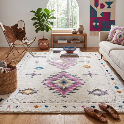 Tapis ivoire à motif géométrique Barden
