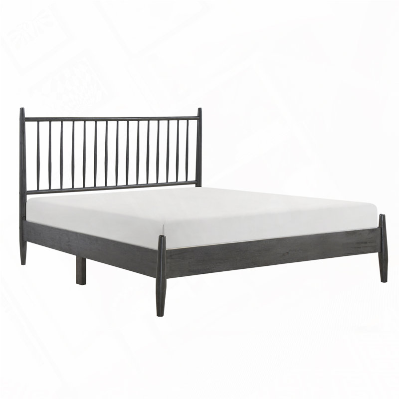 Modern Design Platform Bed, Gray, Queen