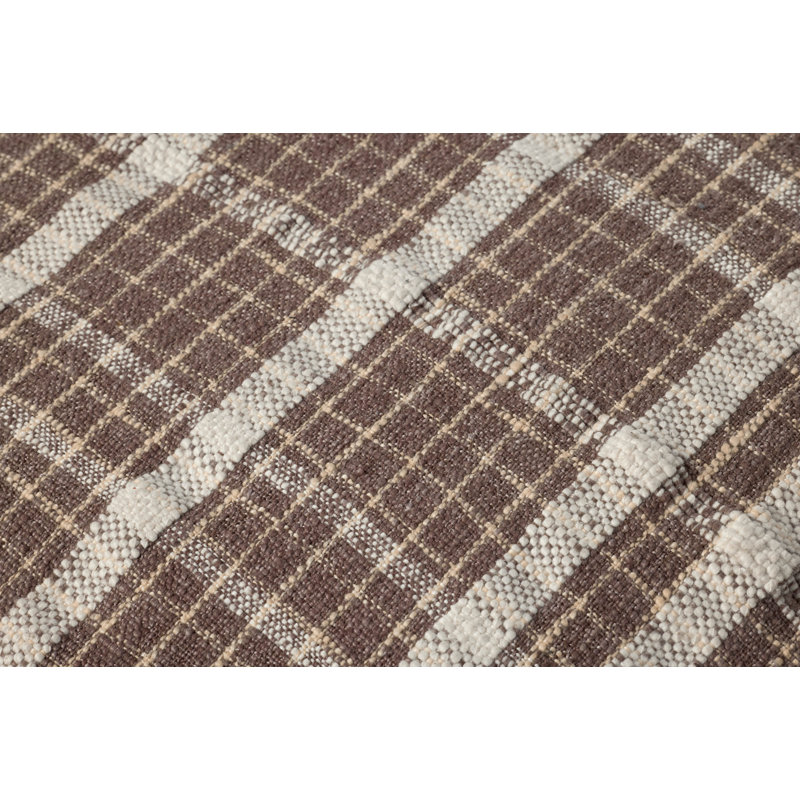 Wallace Chocolate Plaid Upholstered Pouf
