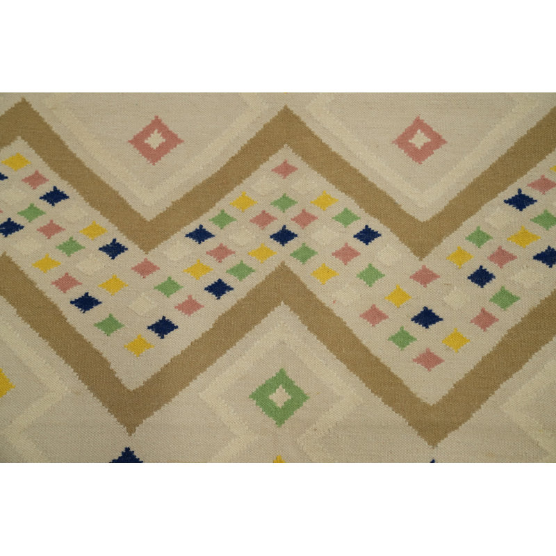 Tapis oriental géométrique à tissage plat kilim Durrie 9 x 12