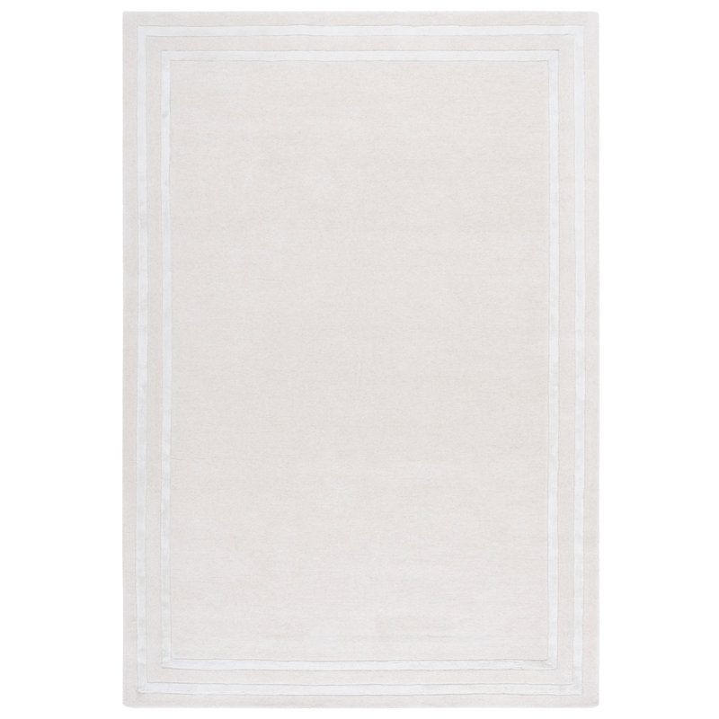 Laine touffetée à la main Lauren Ralph Lauren 6953; Tapis géométrique en viscose ivoire, Rectangle 4 pi x 6 pi