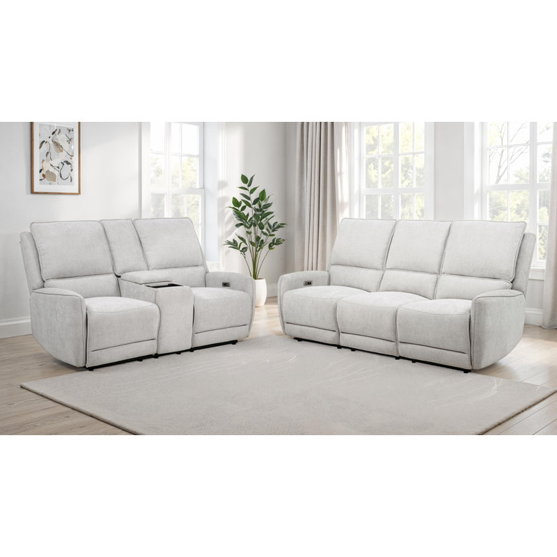 Dobroyd 2-Piece Chenille Power Reclining Sofa Set Dove Grey, 2 Piece