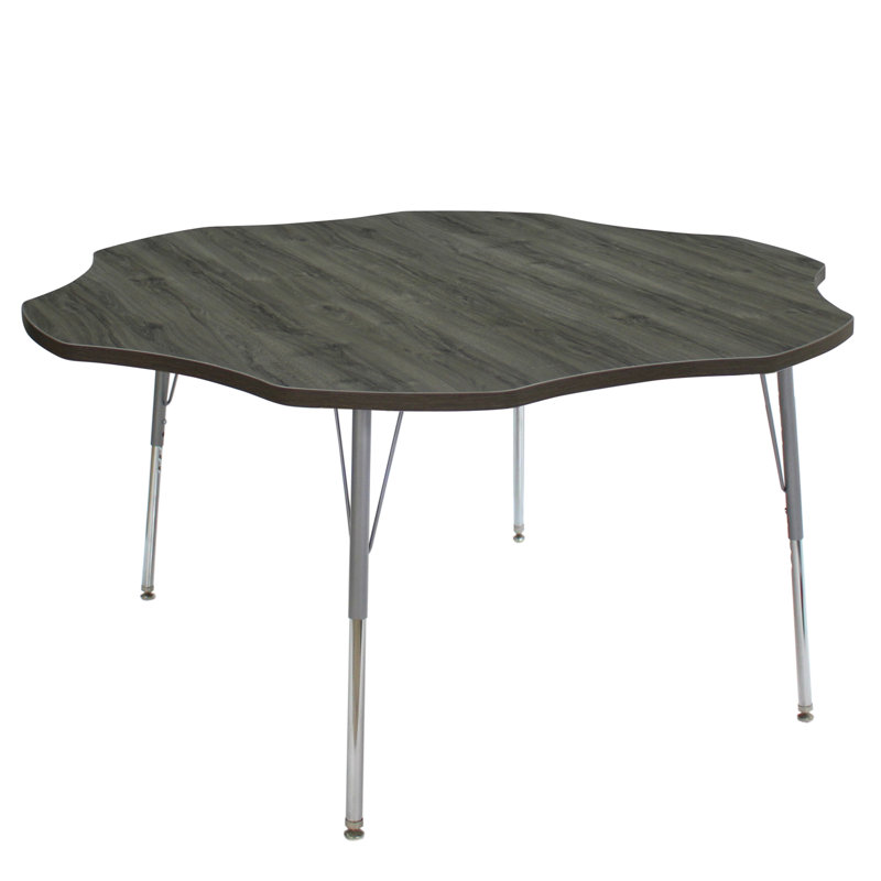Table d'activité avec pieds réglables La Madera, Bois gris / argent, Roulement pivotant standard