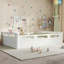 Low Profile Floor Platform Bed with Built-In Guardrails-130646837