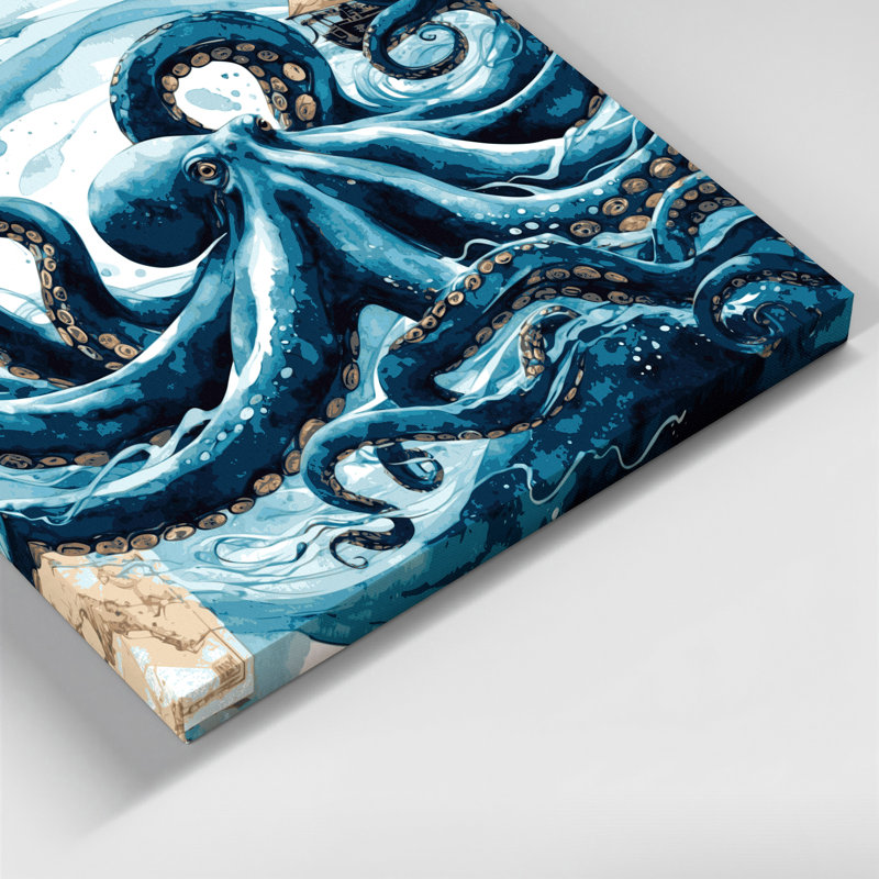 Art nautique sur toile bleu nautique, H 20 po x l 30 po