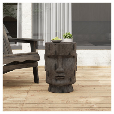 Table d'appoint d'extérieur, tabouret de table de bout à piédestal Moai, pour la maison