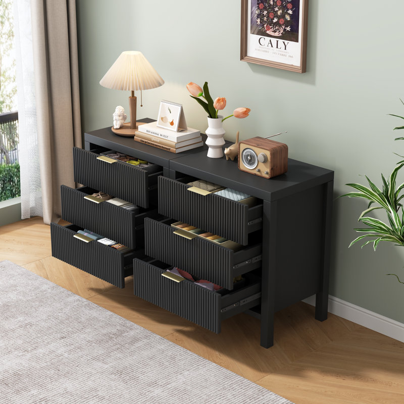 27.56" Tall 3-Drawer Nightstand (set Of 2), Black