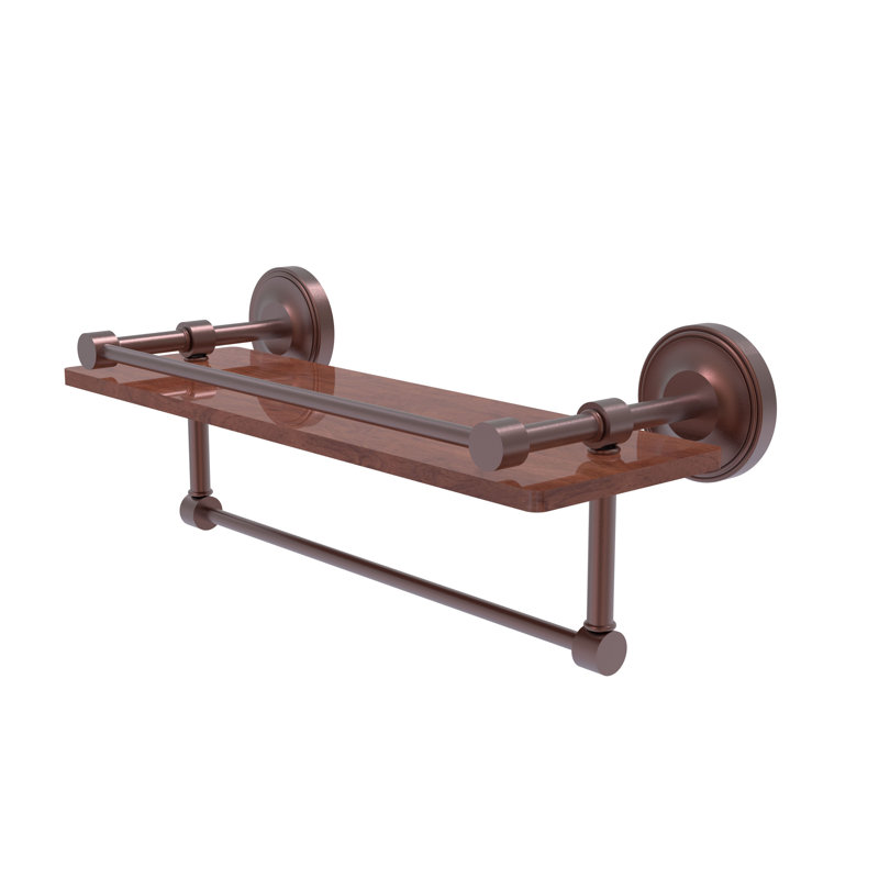 Alcott Bracket Shelf with Towel Bar, Antique Copper, 5" H x 16" W x 5" D
