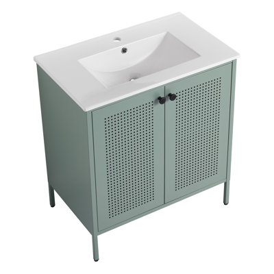 Meuble-lavabo autoportant de 30 pouces avec comptoir en céramique