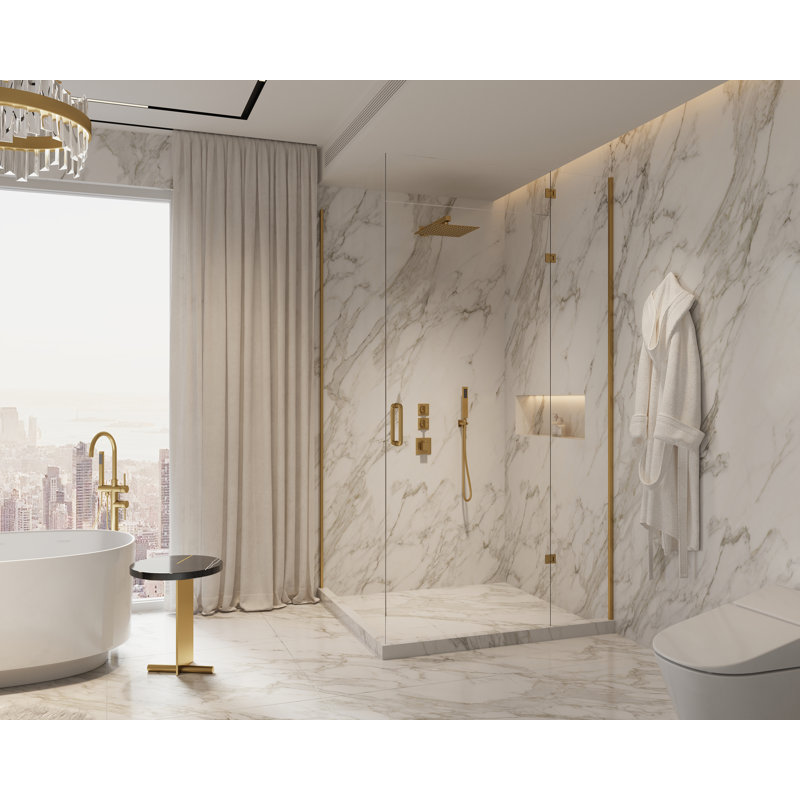 Rugen Thermostatic Shower System, Large 12" Rain Shower Head with Handheld, Brushed Gold Shower Faucet Set with Valve, High Pressure Rainfall Showerhead