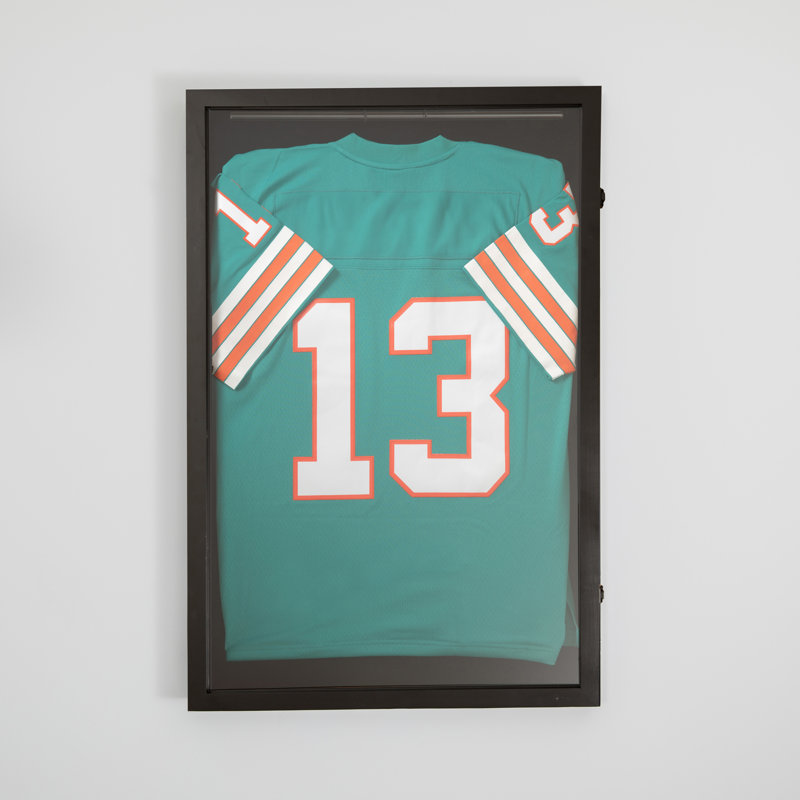 Mallick 36'' H x 24.5'' W Wooden Jersey Display Case with Foam Board and Keyed Lock, Black