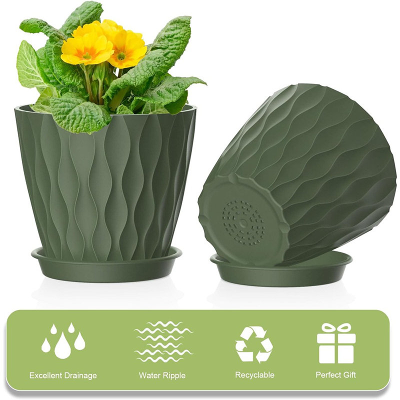 Paquet de 12 petites pots à plantes de 4 pouces avec soucoupes, plasti ...