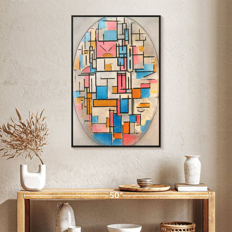 Composition In Oval With Colour Planes I, 25" X 37", Floating Frame Black