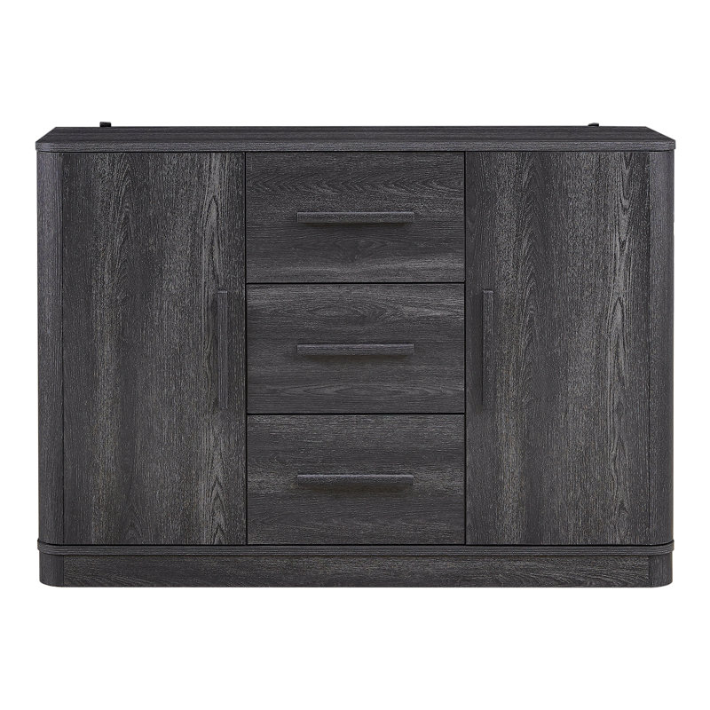 47" Curved Sideboard With Adjustable Shelves, 2 Storage Doors And 3 Large Drawers, Buffet Cabinet For Modern Living Room, Dining Room,Kitchen, Entryway