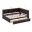 Grand lit d'angle avec tiroirs de rangement, bibliothèque, lit de jour en forme de L avec lumières DEL et ports USB, structure de lit de jour en bois avec tête de lit bibliothèque-191383089