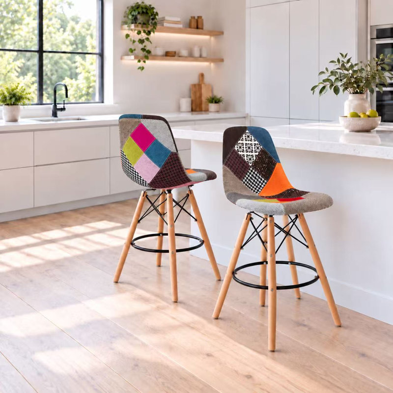 Tabouret de bar rembourré Mid-Century
