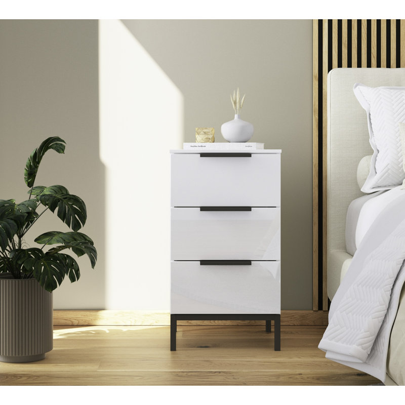 Flipp Manufactured Wood Bedside Table, Alpine White/Graphite