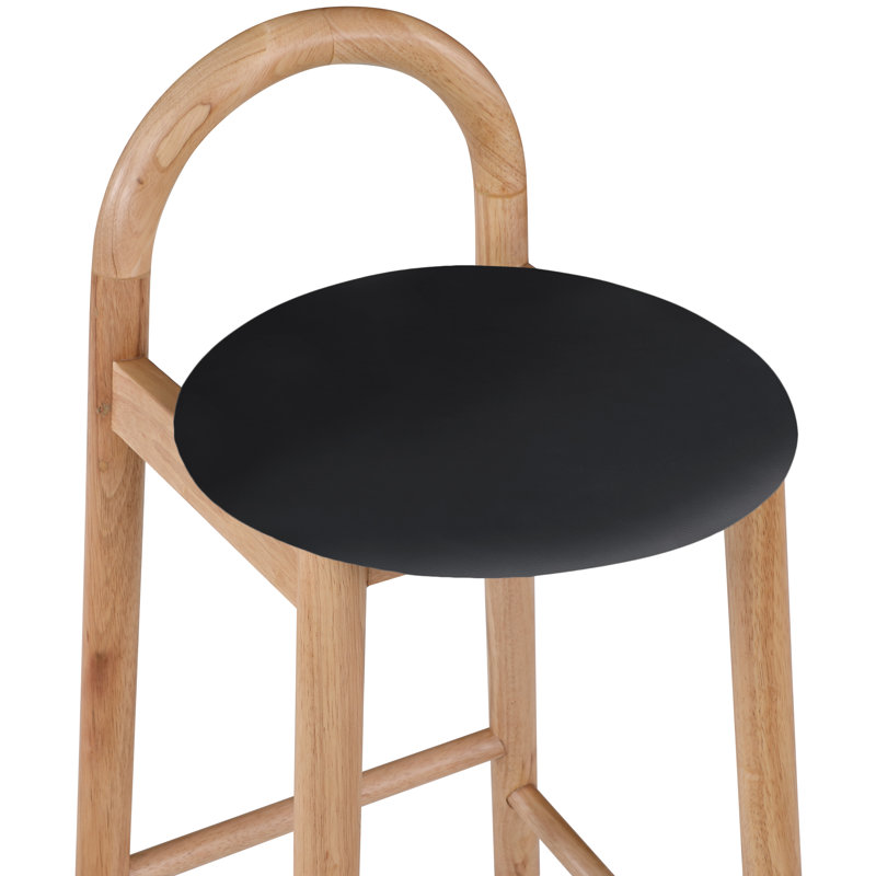 Tabouret de bar 27 po Calvin, Cuir végétalien noir, Naturel