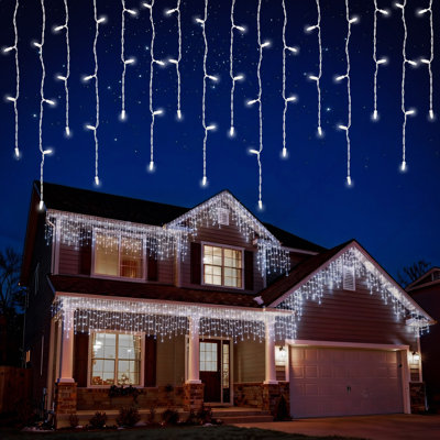 7FT-70 Lights White Soft Glow Twinkle Mini LED Icicle Lights Commercial Grade Waterproof for Holiday Decoration, Christmas Decors