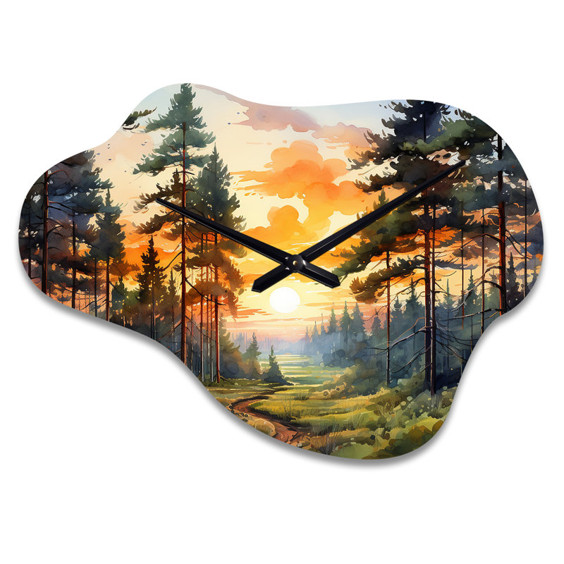 Horloge murale Cavalieri Pine Tree Sunset Glow I - Pin Cloud, Grand
