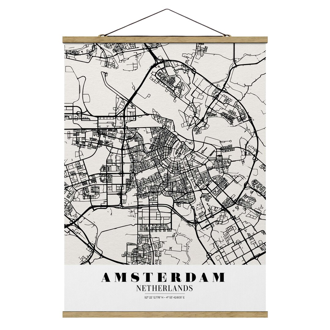 Stoffbild Stadtplan Amsterdam - Classic