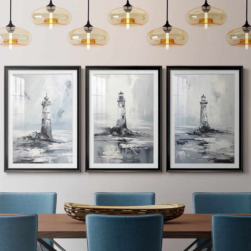 NAUTICAL Series Dxxxi - Impression encadrée sur mesure de qualité supérieure - 3 pièces, H 27 po x l 39 po