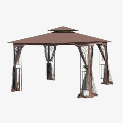 Outdoor Patio Gazebo Canopy Tent With Ventilated Double Roof And Mosquito netDetachable Mesh Screen On All Sides