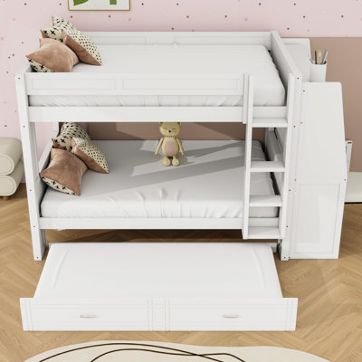 Lit superposé avec bureau et lit gigogne