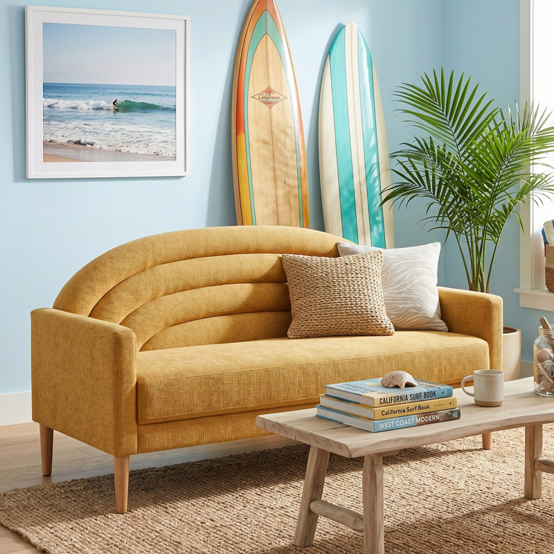 Michala Upholstered Loveseat, 31.5" H x 64.17" W x 30.7" D, Yellow Polyester