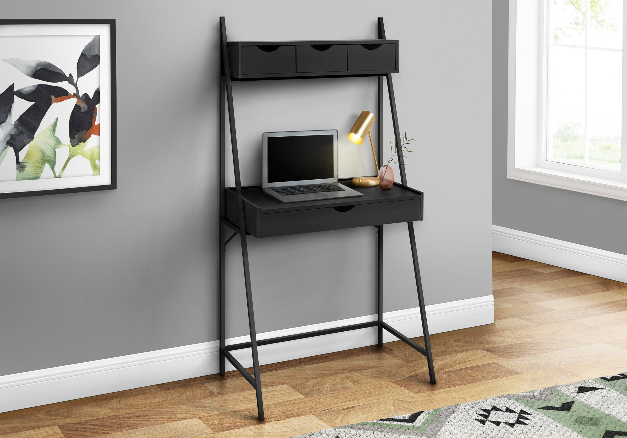 17 Stories Modern Leaning Computer Desk With Storage Drawers | Wayfair