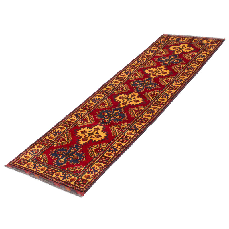 Tapis de couloir unique en laine rouge 2 pi 10 po x 9 pi 9 po Kargahi
