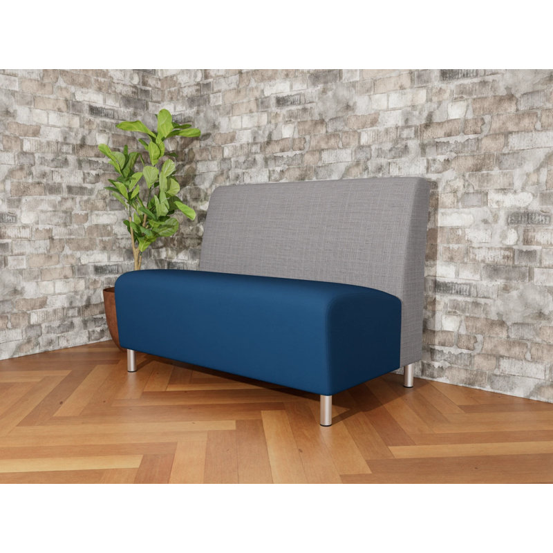Causeuse sans accoudoirs Ravenna, Acier brossé, Chambray gris / Patriot Plus Blue Ridge