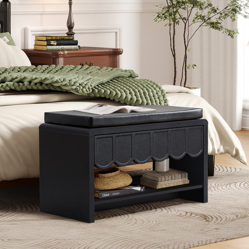 Banc de rangement pour chaussures avec tiroir Pu, Naturel