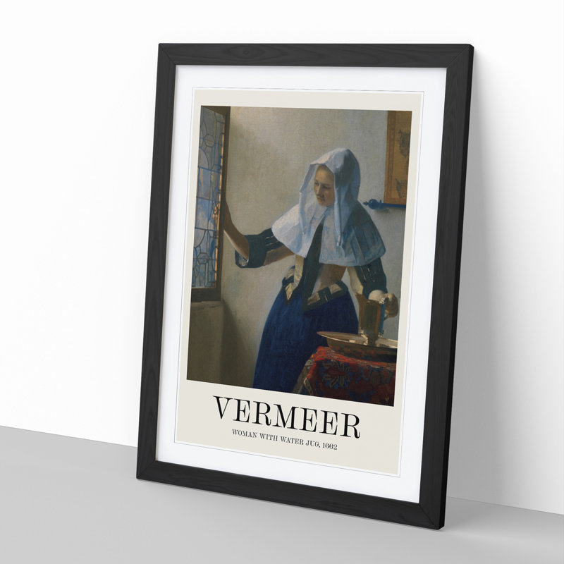 FRM-B-1268X Young Woman with a Water Pitcher by Johannes Vermeer - Picture Frame Painting, 65cm H x 48cm W x 2cm D