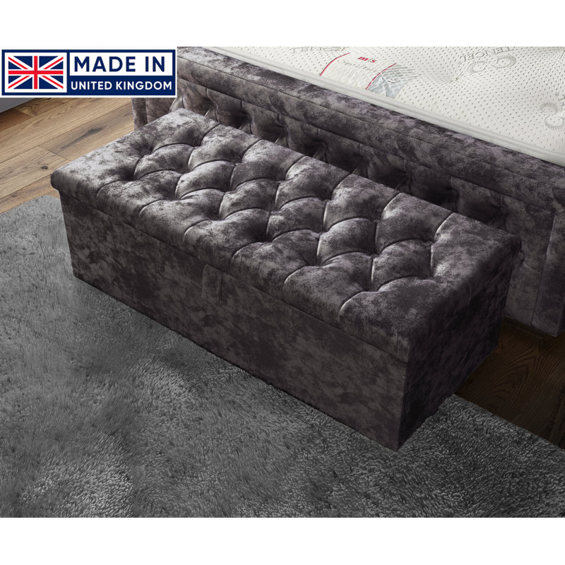 Felica 102cm Wide Tufted Rectangle Storage Ottoman with Hydrolic Arm, Amethyst