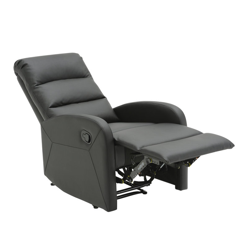 Vadys Faux Leather Recliner, Black Faux Leather