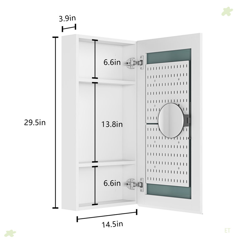 Pharmacie de salle de bain l 15 "x H 30" avec miroir