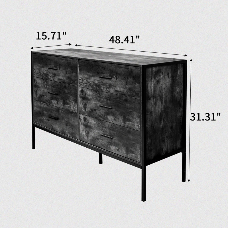 Weyerton Vintage Farmhouse Style Horizontal Double Dresser - 6 Drawers