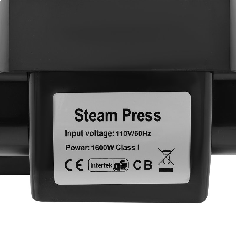 Fer à semelle antiadhésif de 1 600 watts, presse à vapeur intelligente, Noir, noir, noir, noir