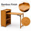 Bamboo Folding Computer Desk with Storage Shelves, Foldable Writing Desk for Small Spaces, Brown